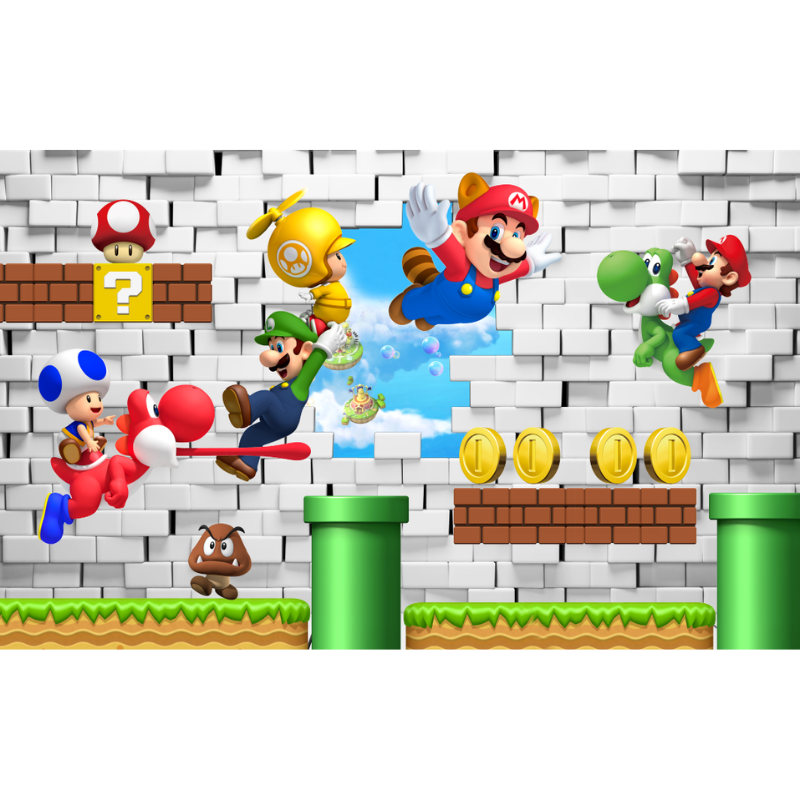 Super Mario Luigi and Mario Multicolor Giant Peel and Stick Wall Decals