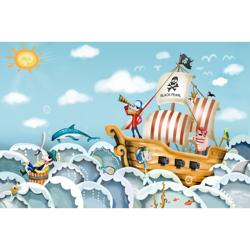 pirate ship cartoon background