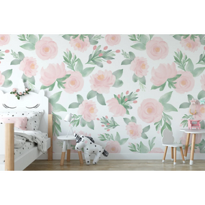Rose Printed Floral Wallpaper