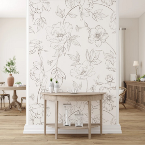 Large Drawn Floral Wallpaper