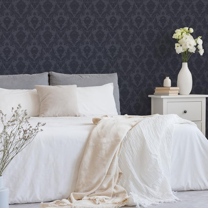 Black Floral Removable Peel And Stick Wallpaper