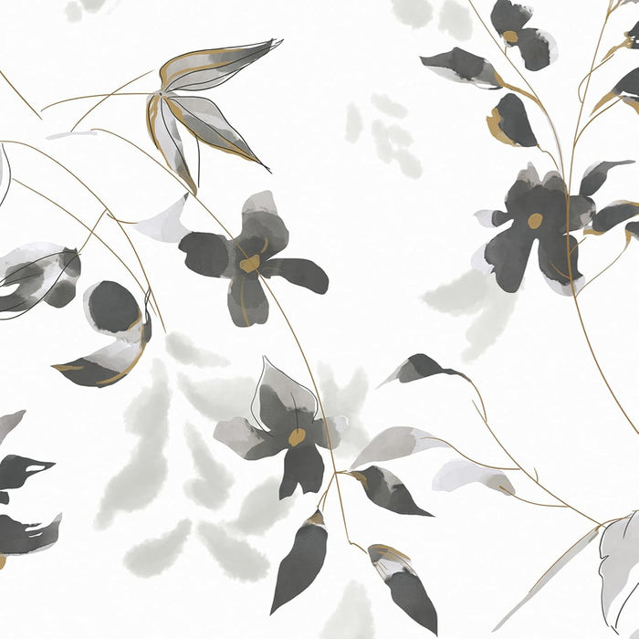 Floral Peel And Stick Ink Design Wallpaper