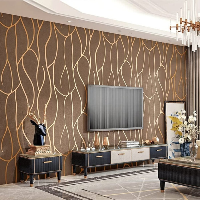 Deerskin Velvet Non Adhesive Geometric Wallpaper For Home Decor