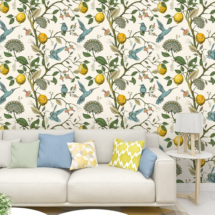 Blue Bird Peel And Stick Wallpaper Fresh Lemon Tree Design