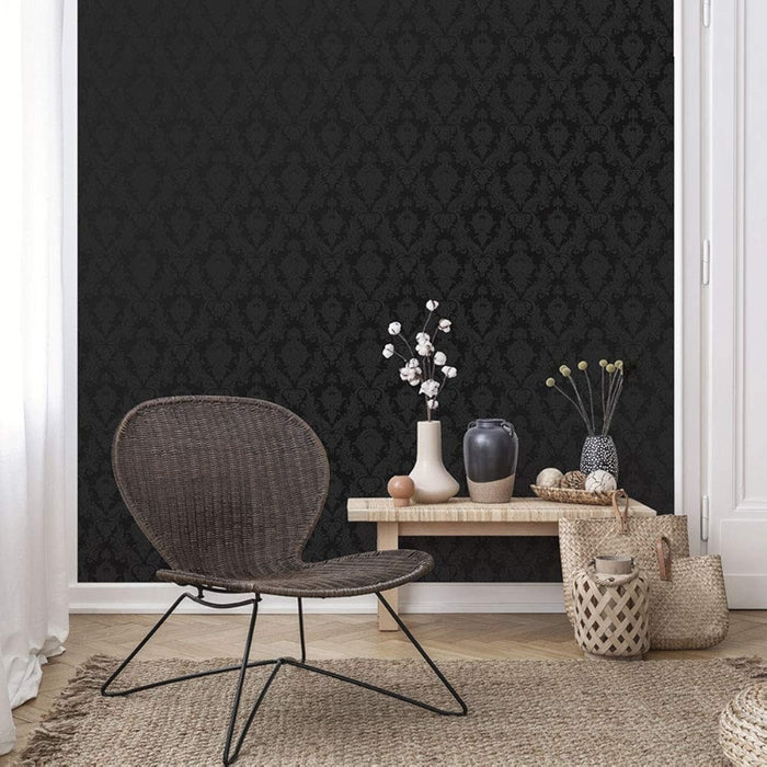 Black Floral Removable Peel And Stick Wallpaper