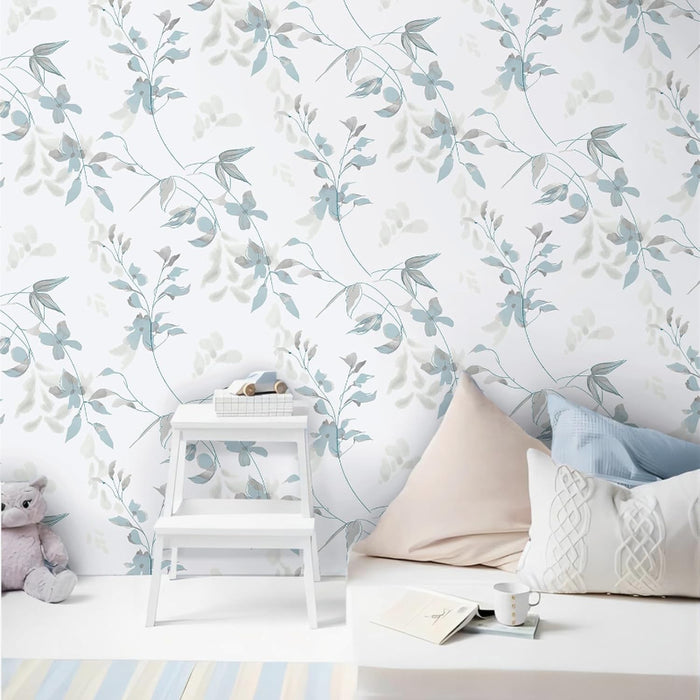 Floral Peel And Stick Ink Design Wallpaper