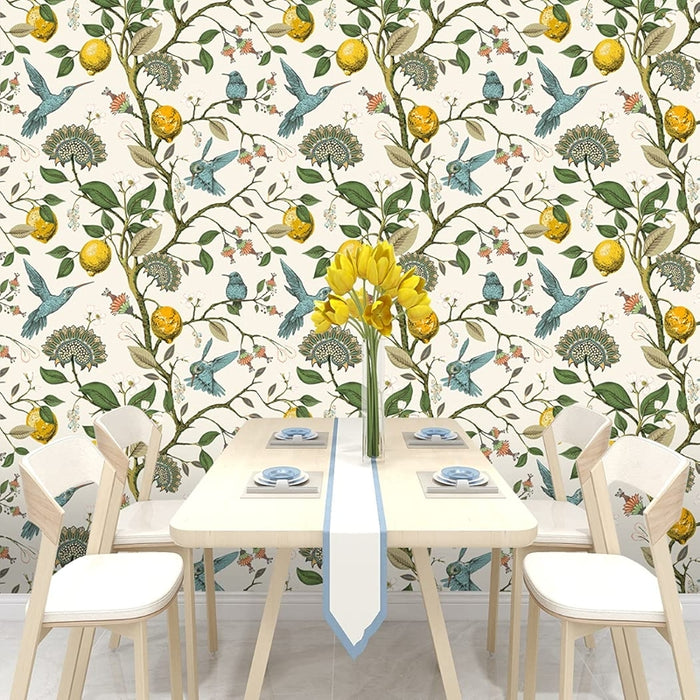 Blue Bird Peel And Stick Wallpaper Fresh Lemon Tree Design