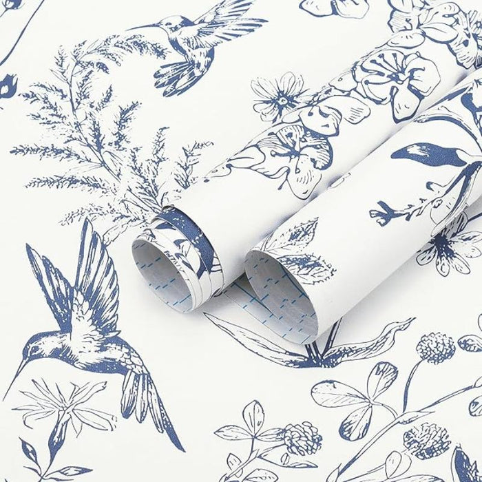 Peel And Stick Wallpaper With Flowers And Bird Design