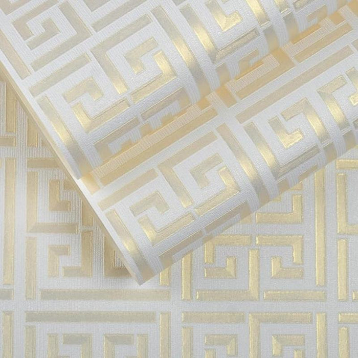 Metallic Greek Key Peel And Stick Wallpaper Modern Design