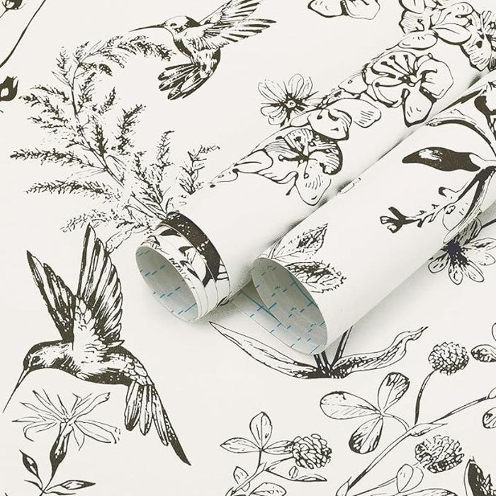 Peel And Stick Wallpaper With Flowers And Bird Design