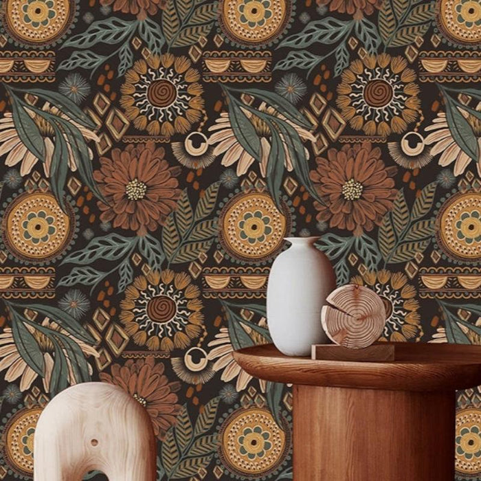 Floral Peel And Stick Wallpaper Retro Wall Decor