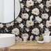 Floral Wallpaper Peel And Stick Black Beige Contact Paper