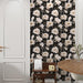 Floral Wallpaper Peel And Stick Black Beige Contact Paper