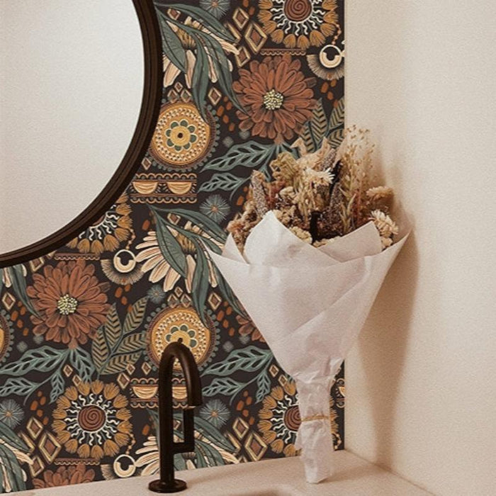 Floral Peel And Stick Wallpaper Retro Wall Decor