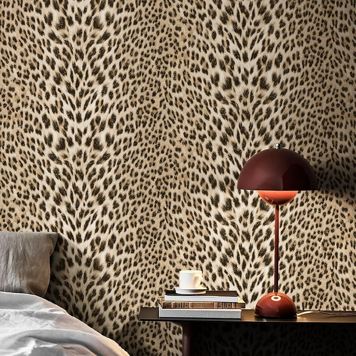 Leopard Print Textured Wallpaper Non Woven Embossed Design