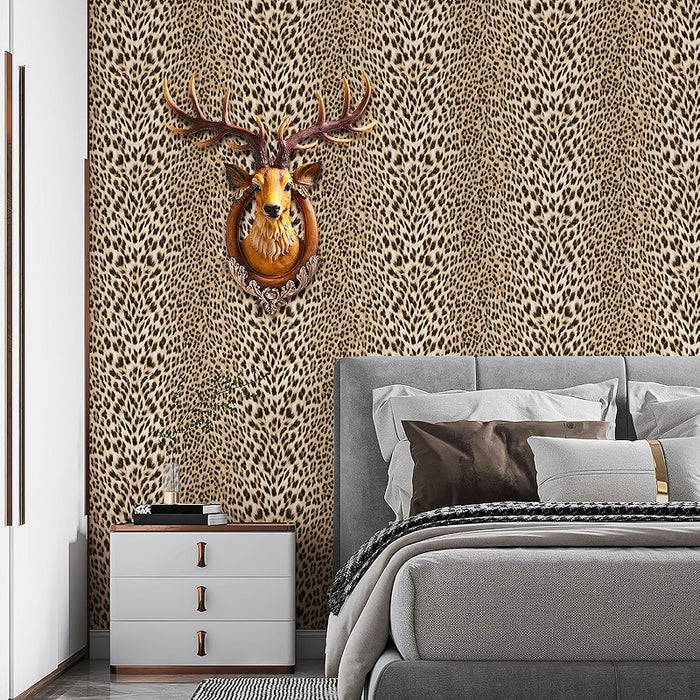 Leopard Print Textured Wallpaper Non Woven Embossed Design