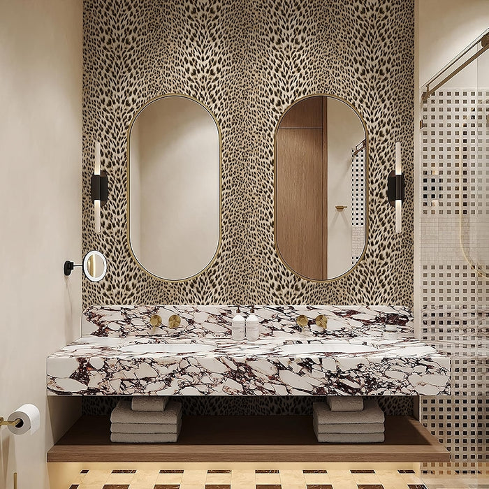 Leopard Print Textured Wallpaper Non Woven Embossed Design