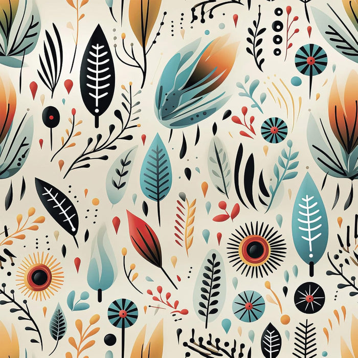 Modern Retro Floral Collection Wallpaper