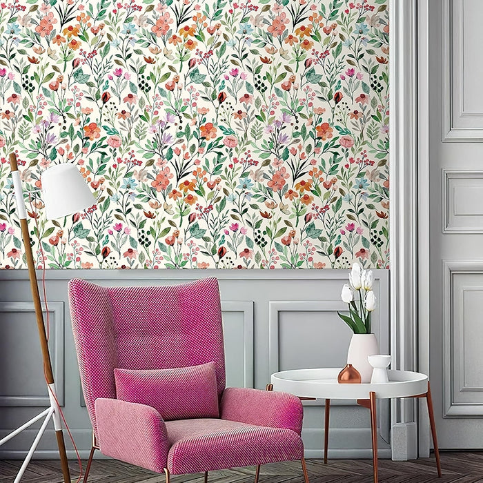 Watercolor Floral Peel And Stick Wallpaper