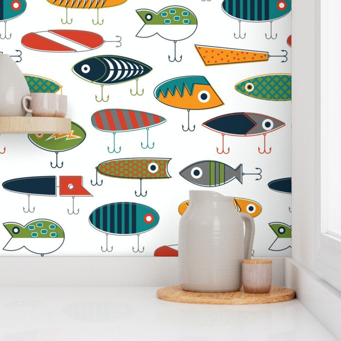 Fishing Printed Removable Wallpaper