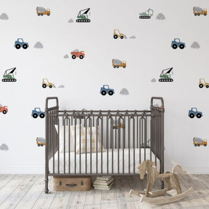 Neutral Construction Vehicles Removable Wall Decals