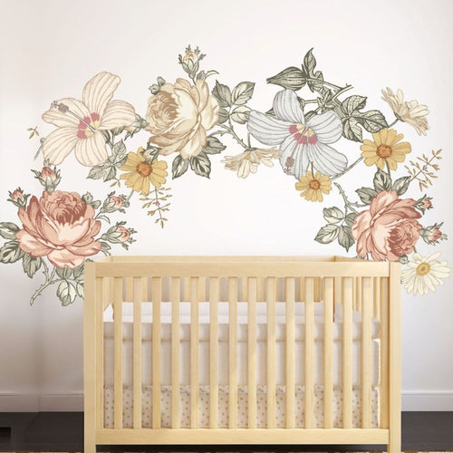 Flower Wall Vintage Decal