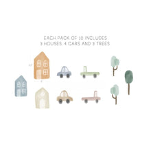 Neutral Village And Vehicles Printed Removable Wall Decals