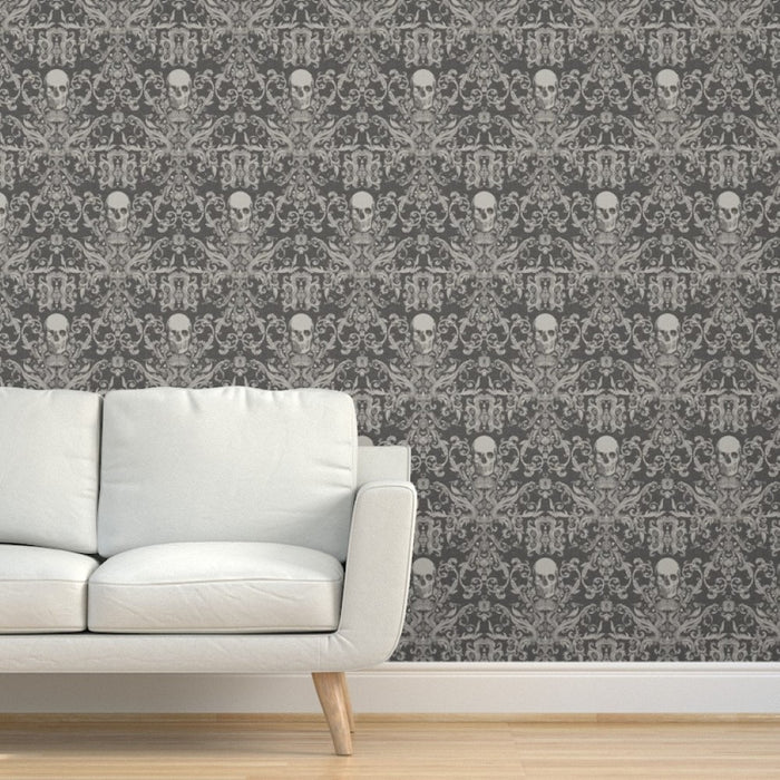 Bone Damask Wallpaper