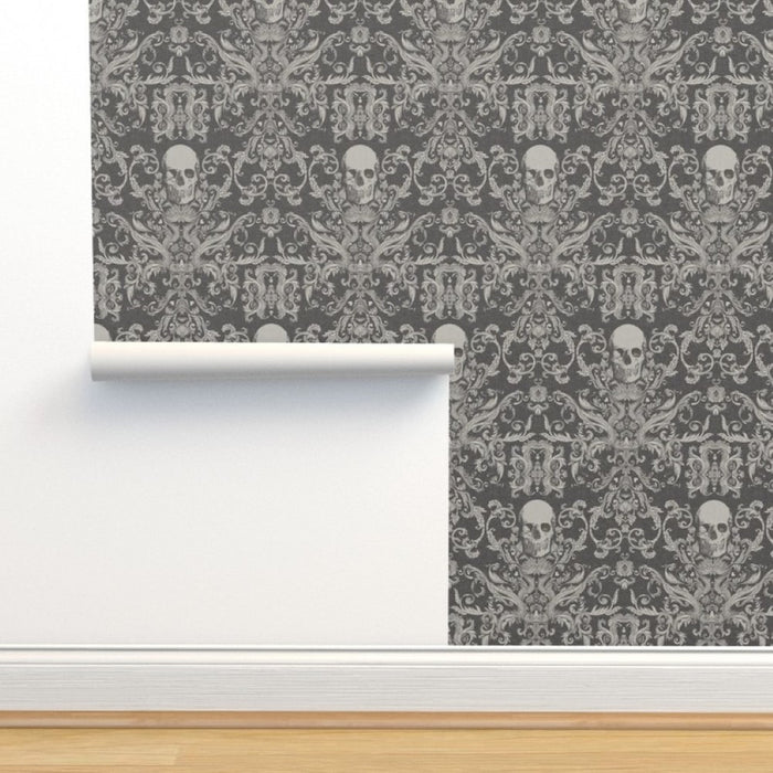 Bone Damask Wallpaper