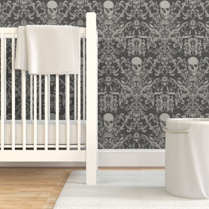 Bone Damask Wallpaper