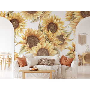 Boho Sunflowers Floral Wallpaper