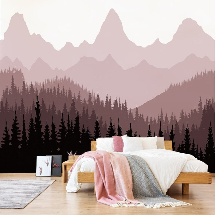 Warm Light Pink Mountain Wall Stickers