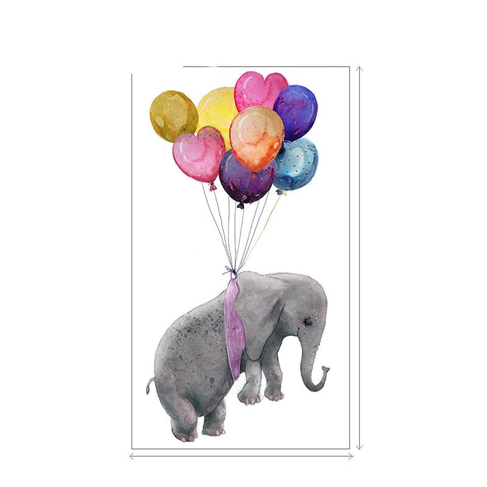 Coloful Ballons With Elephant Black Bear Wall Stickers