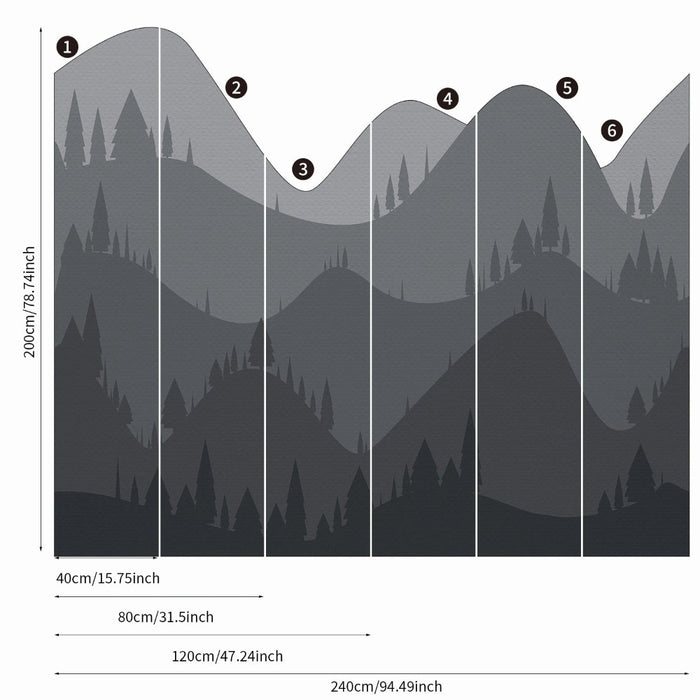 Nordic Gray Hills and Mountains Wall