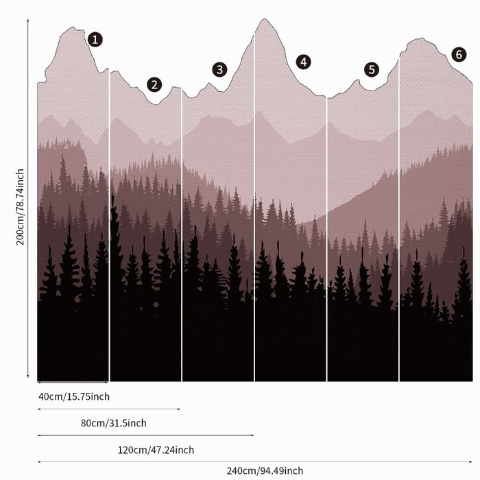 Warm Light Pink Mountain Wall Stickers