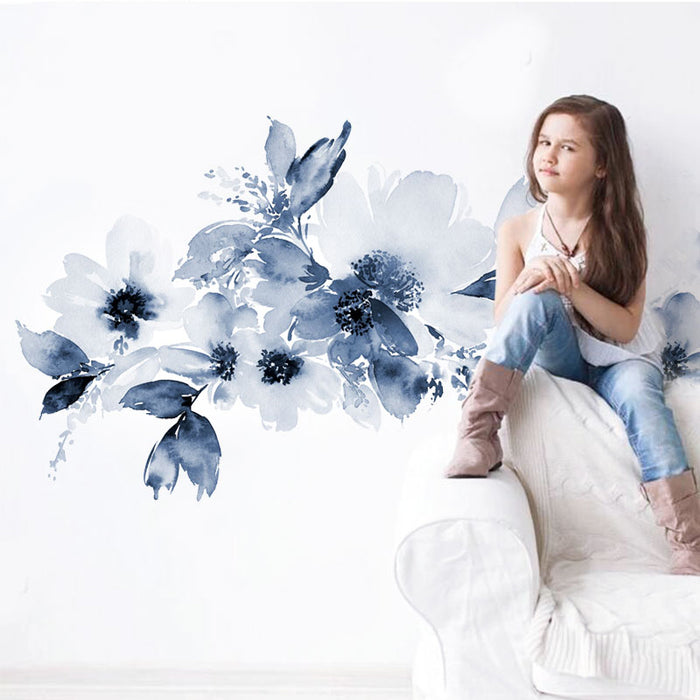 Ink Painting Flower Girl Wall Stickers