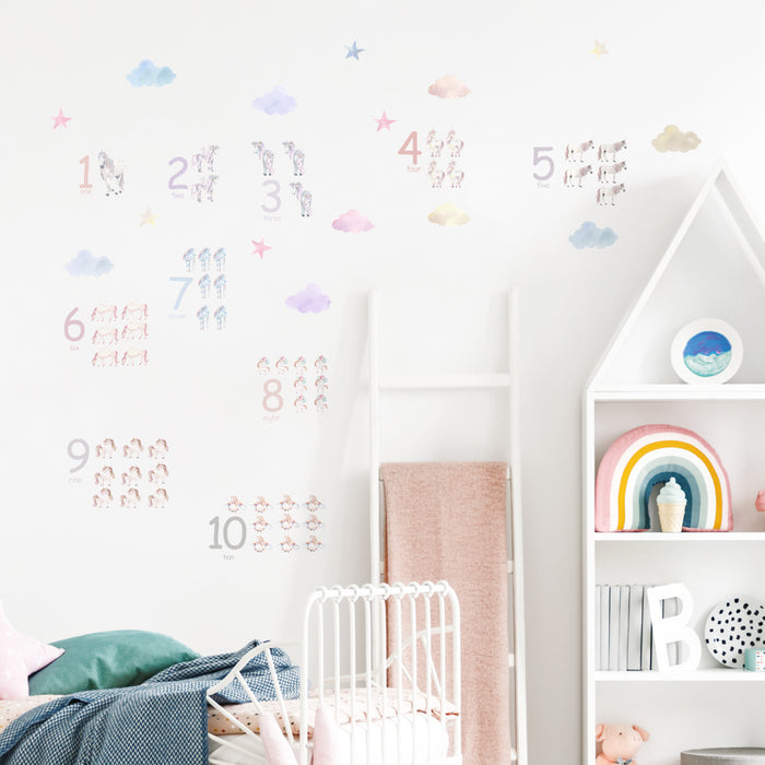 Unicorn Number Early Learning Wall Sticker