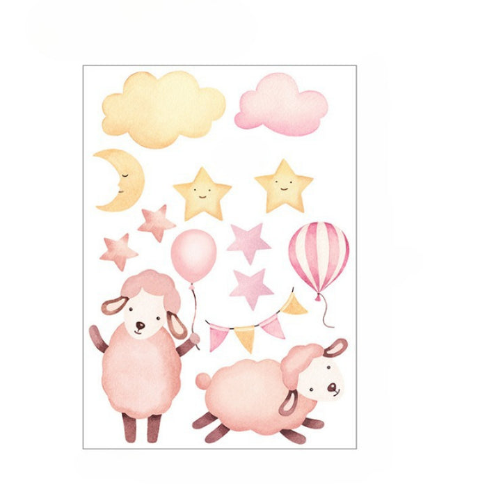 Pink Sheep Balloon Clouds Wall Stickers