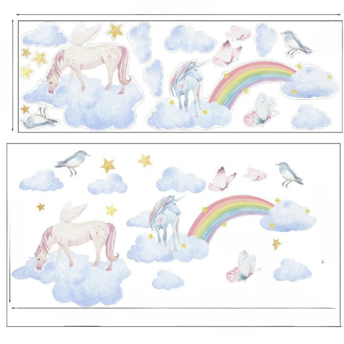 Unicorn White Clouds Wall Stickers