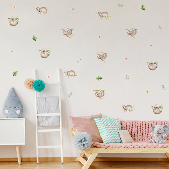 Cute Sloth Plant Wall Stickers