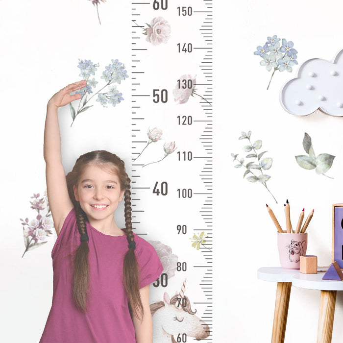 Unicorn Growth Chart With Herb Wall Stickers