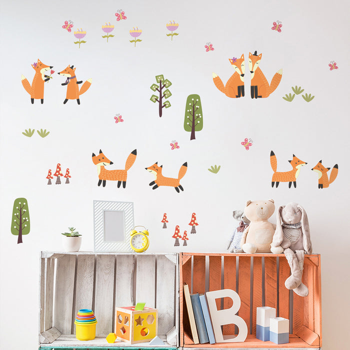 Cute Fox Trees Wall Sticker