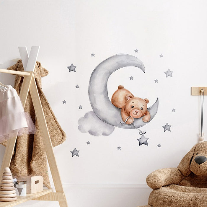 Bear And Moon Decorative Sticker