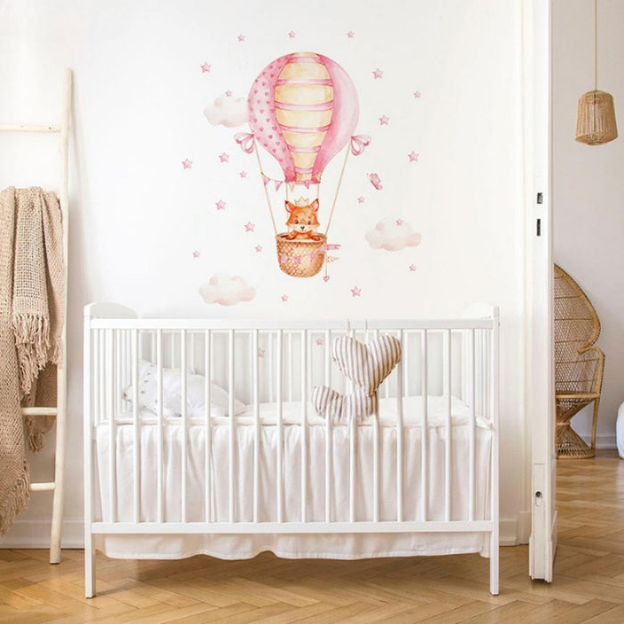 Pink Hot Air Balloon Wall Stickers