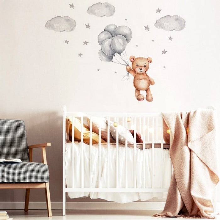 Lovely Bear With Balloon Wall Stickers