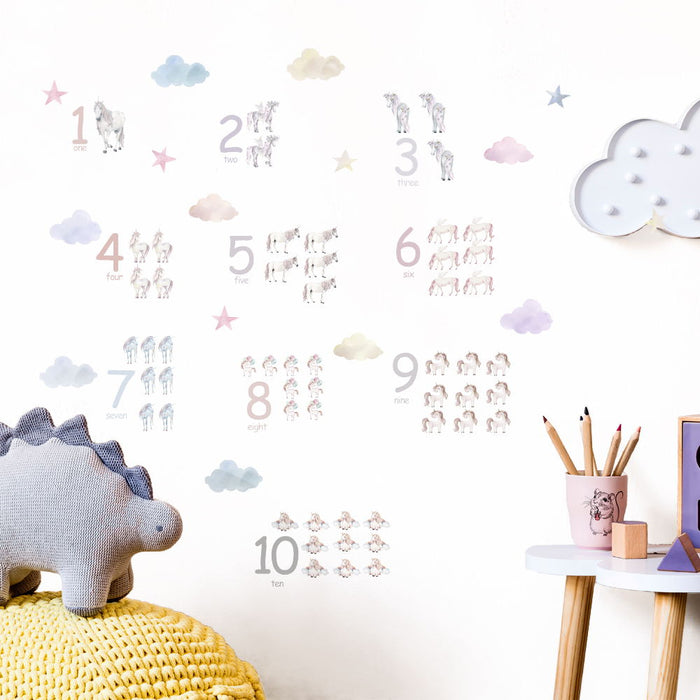 Unicorn Number Early Learning Wall Sticker