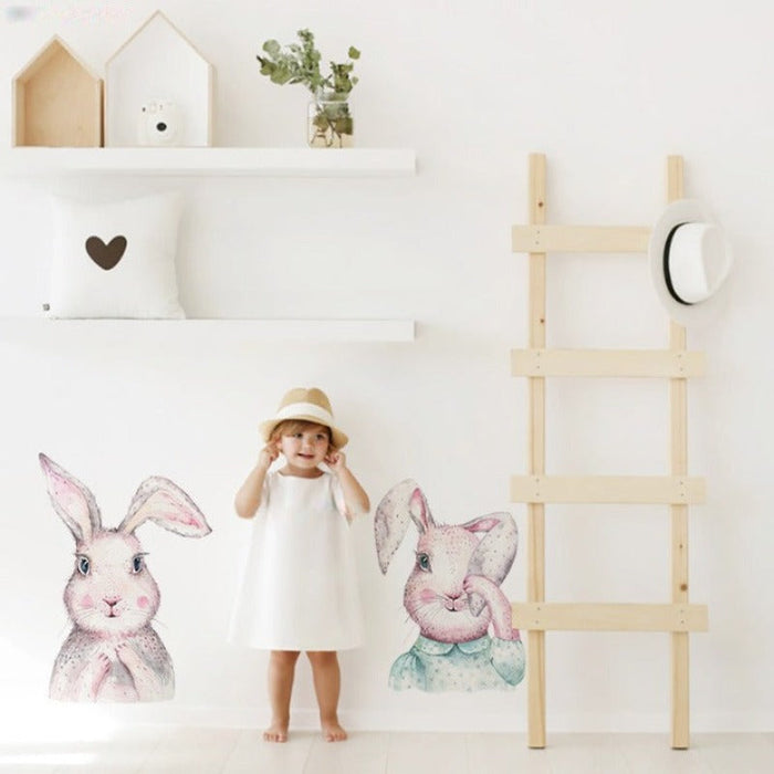 Two Cute Rabbit And Bear Wall Stickers