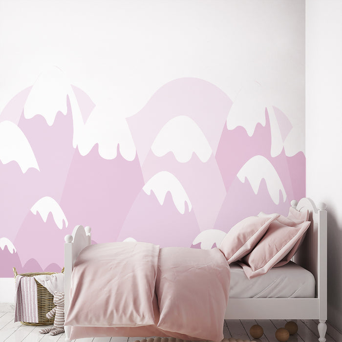 Pink Mountain Cartoon Wall Stickers