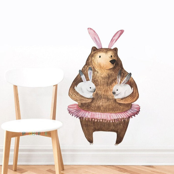 Bear Papa And His Little Rabbits Wall Stickers