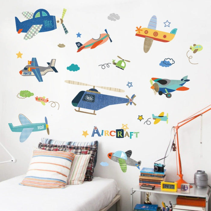 Cartoon Airplane Wall Sticker For Kid's Rooms